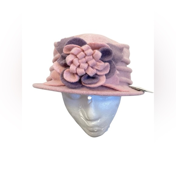 Vintage Style 1920s Hat Women Floral Wool Dress Cloche Pink Floral - Picture 3 of 11